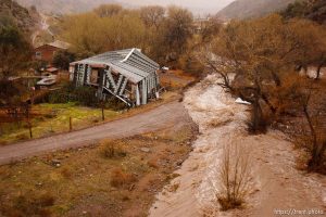 Trent Nelson  |  The Salt Lake Tribune A road washed out by Beaver Dam Wash in Motoqua, Utah, Wednesday, December 22, 2010.