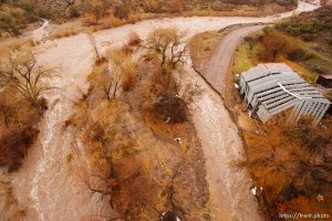 Trent Nelson  |  The Salt Lake Tribune A road washed out by Beaver Dam Wash in Motoqua, Utah, Wednesday, December 22, 2010.