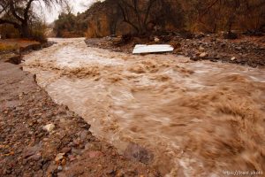 Trent Nelson  |  The Salt Lake Tribune A road washed out by Beaver Dam Wash in Motoqua, Utah, Wednesday, December 22, 2010.