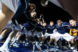 Trent Nelson  |  The Salt Lake Tribune
pre-game huddle as BYU hosts Wyoming, college basketball in Provo, Utah, Saturday, March 5, 2011. BYU's Jimmer Fredette , BYU's Jackson Emery , BYU's Kyle Collinsworth