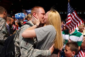 Trent Nelson  |  The Salt Lake Tribune
Kristin Hansen welcomes her husband Jeremy home with a kiss as the Utah National Guard's 141st Military Intelligence Battalion returned to Salt Lake City, Utah, from duty in Iraq Wednesday, June 15, 2011. Some 275 soldiers of the 141st deployed in June last year.