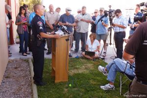 Trent Nelson  |  The Salt Lake Tribune
West Valley City public information officer Mike Powell speaks at a press conference regarding the 2009 disappearance of Susan Powell, in Ely, Nevada, Friday August 19, 2011