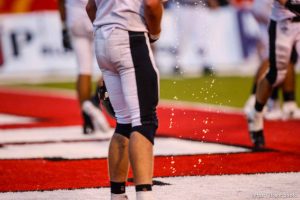 Trent Nelson  |  The Salt Lake Tribune Herriman's David Christensen pukes. Herriman vs. Riverton High School football at Rice-Eccles Stadium in Salt Lake City, Utah, Saturday, August 27, 2011.