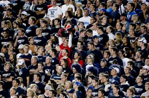 Trent Nelson | The Salt Lake Tribune fans during BYU's game against Utah at Lavell Edwards Stadium in Provo, Utah September 17, 2011.