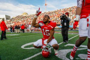 Trent Nelson  |  The Salt Lake Tribune
Utah running back John White celebrates his game-winning touchdown as the University of Utah defeated Georgia Tech, college football at the Sun Bowl in El Paso, Texas, Saturday, December 31, 2011.