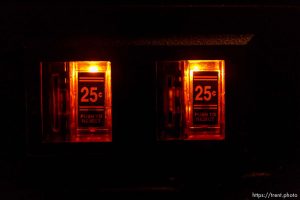 coin slot. Pinball machines at Playland Not at the Beach, in El Cerrito, California on Sunday, July 8, 2012.