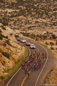 Trent Nelson  |  The Salt Lake Tribune The peloton between Escalante and Boulder, during stage two of the Tour of Utah Wednesday August 7, 2013.