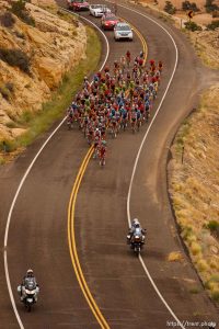 Trent Nelson  |  The Salt Lake Tribune The peloton between Escalante and Boulder, during stage two of the Tour of Utah Wednesday August 7, 2013.