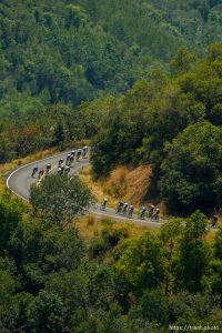 Trent Nelson  |  The Salt Lake Tribune Riders descend into East Canyon during Stage 3 of the Tour of Utah at the top of East Canyon in Salt Lake City, Utah Thursday, August 9, 2012.