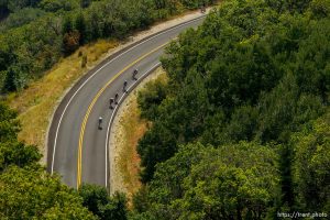 Trent Nelson  |  The Salt Lake Tribune Riders descend into East Canyon during Stage 3 of the Tour of Utah at the top of East Canyon in Salt Lake City, Utah Thursday, August 9, 2012.