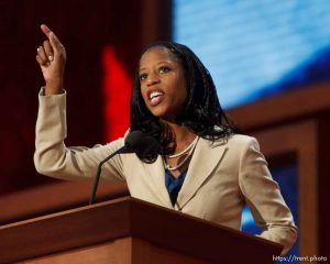 Trent Nelson  |  The Salt Lake Tribune Utah congressional candidate Mia Love speaks on the first day of the Republican National Convention in Tampa, Florida, Tuesday, August 28, 2012.