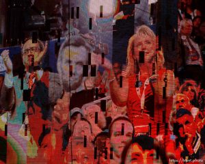 Trent Nelson  |  The Salt Lake Tribune Images on the scoreboard LCD screen during Mitt Romney's speech at the Republican National Convention in Tampa, Florida, Thursday, August 30, 2012.