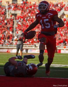 Trent Nelson  |  The Salt Lake Tribune Utah running back John White (15) runs for a touchdown as Utah hosts Washington State, college football at Rice-Eccles Stadium Saturday November 3, 2012 in Salt Lake City.