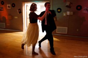 Trent Nelson  |  The Salt Lake Tribune Chelsea Markham and Tom Christiansen at a dance at the Salt Lake University Institute of Religion, Friday November 16, 2012 in Salt Lake City.
