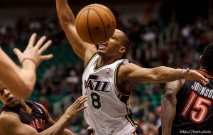 Trent Nelson  |  The Salt Lake Tribune Utah Jazz point guard Randy Foye (8) loses the ball as the Utah Jazz face the Toronto Raptors Friday December 7, 2012.