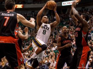 Trent Nelson  |  The Salt Lake Tribune Utah Jazz point guard Randy Foye (8) shoots the ball as the Utah Jazz face the Toronto Raptors Friday December 7, 2012.
