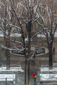 Trent Nelson  |  The Salt Lake Tribune
People walking through a wet Temple Square Wednesday December 26, 2012 in Salt Lake City.