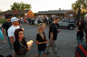 Trent Nelson  |  The Salt Lake Tribune
Supporters of the Ogden Police Department stood on as marchers passed in memory of Matthew Stewart, Wednesday June 5, 2013 in Ogden.
