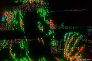 Trent Nelson  |  The Salt Lake Tribune McCall Clark sings national anthem the Days of '47 Rodeo at EnergySolutions Arena in Salt Lake City Saturday July 20, 2013.