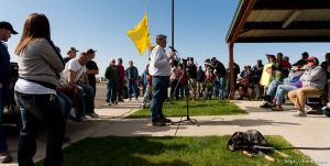 Trent Nelson  |  The Salt Lake Tribune A group of people listened to San Juan County Commissioner Phil Lyman in Blanding's Centennial Park Saturday May 10, 2014, prior to an ATV ride into Recapture Canyon, closed to motorized use since 2007 to protect the seven-mile long canyon's archeological sites.