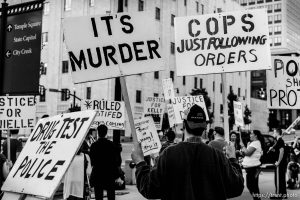 Trent Nelson  |  The Salt Lake Tribune
Protesters chant during a rally against police shootings, 