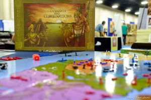 Trent Nelson  |  The Salt Lake Tribune Covenants and Combinations, a game published by Missionary Novelty Company, on display at the first Latter-day Expo Saturday August 9, 2014 at the South Towne Expo Center in Sandy.