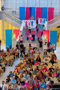 Trent Nelson  |  The Salt Lake Tribune Traditional marriage supporters filled the Capitol Rotunda during a rally in Salt Lake City, Thursday September 18, 2014.