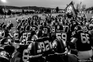 woods cross high school football team takes the field, Wednesday, October 15, 2014.