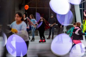 Trent Nelson  |  The Salt Lake Tribune
Ice skaters circle the rink as Chabad Lubavitch of Utah hosts Chanukah on Ice at the Gallivan Center in Salt Lake City, Sunday December 21, 2014.