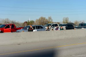 Trent Nelson  |  The Salt Lake Tribune
Onlookers line the route of President Barack Obama's motorcade as it makes its way from Salt Lake City to Hill Air Force Base, Friday April 3, 2015.