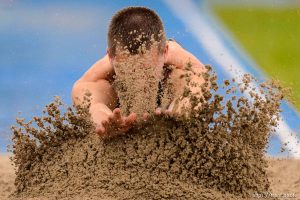 Trent Nelson  |  The Salt Lake Tribune
Salem Hills's Travis Peterson competes in the 4A long jump at the state high school track meet in Provo, Saturday May 16, 2015.