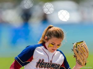 Trent Nelson  |  The Salt Lake Tribune Herriman pitcher Bryce Taylor (18). Herriman vs. Copper Hills High School softball, in West Valley City, Thursday May 21, 2015.