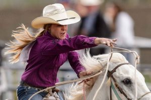 Trent Nelson  |  The Salt Lake Tribune Kassie Cattoor competes in Breakaway Roping at the Utah High School Rodeo Association state championships in Heber, Saturday June 6, 2015.