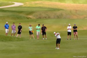Trent Nelson  |  The Salt Lake TribuneDarrin Overson hits the ball in the championship match of the 117th Utah State Amateur golf tournament at Soldier Hollow Golf Course in Midway, Saturday July 11, 2015.
