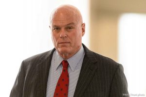 Trent Nelson  |  The Salt Lake Tribune
Bruce Wisan arrives at court in Salt Lake City Tuesday July 7, 2015, for a hearing involving the United Effort Plan (UEP) and Twin City Water Works, a utility accused of being a slush fund for the Fundamentalist Church of Jesus Christ. The UEP wants a judge to appoint a receiver to take over management of the water utility in Hildale, Utah, and Colorado City, Arizona.