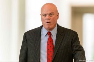 Trent Nelson  |  The Salt Lake Tribune Bruce Wisan arrives at court in Salt Lake City Tuesday July 7, 2015, for a hearing involving the United Effort Plan (UEP) and Twin City Water Works, a utility accused of being a slush fund for the Fundamentalist Church of Jesus Christ. The UEP wants a judge to appoint a receiver to take over management of the water utility in Hildale, Utah, and Colorado City, Arizona.