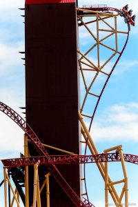 Trent Nelson  |  The Salt Lake Tribune
Riders on Lagoon's new thrill ride Cannibal, Wednesday July 8, 2015. The roller coaster plunges riders into a 116 degree free-fall and up to 70 mph.