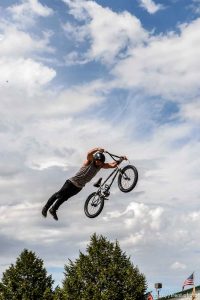 Trent Nelson  |  The Salt Lake Tribune Jonesy Fedderson performs during a show put on by 5050BMX at the Salt Lake County Fair in South Jordan, Wednesday August 12, 2015. The fair opened Wednesday, celebrating its 79th year with events, rides, exhibitions and activities designed to be “fun for the whole herd.”