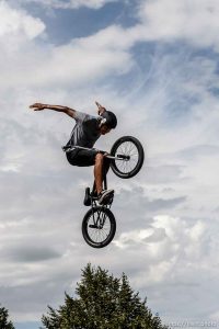Trent Nelson  |  The Salt Lake Tribune
Adrian Evans performs during a show put on by 5050BMX at the Salt Lake County Fair in South Jordan, Wednesday August 12, 2015. The fair opened Wednesday, celebrating its 79th year with events, rides, exhibitions and activities designed to be “fun for the whole herd.”