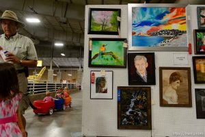 Trent Nelson  |  The Salt Lake Tribune Fine art on display at the Salt Lake County Fair in South Jordan, Wednesday August 12, 2015. The fair opened Wednesday, celebrating its 79th year with events, rides, exhibitions and activities designed to be “fun for the whole herd.”