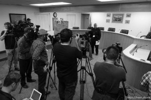 Trent Nelson  |  The Salt Lake Tribune Hildale Mayor Philip Barlow speaks at a press conference regarding the continued search after a flash flood. Colorado City, Wednesday September 16, 2015.