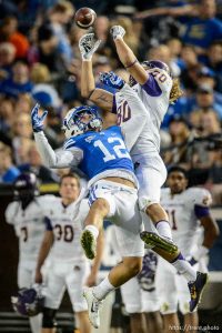 Trent Nelson  |  The Salt Lake Tribune Brigham Young Cougars defensive back Kai Nacua (12) tries to defend a pass to East Carolina Pirates tight end Bryce Williams (80) as BYU hosts East Carolina, college football at LaVell Edwards Stadium in Provo, Saturday October 10, 2015.