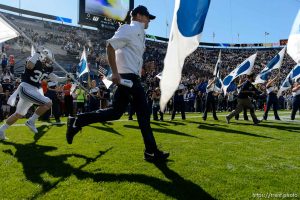 Trent Nelson  |  The Salt Lake Tribune bronco mendenhall as BYU hosts Wagner, NCAA football at LaVell Edwards Stadium in Provo, Saturday October 24, 2015.