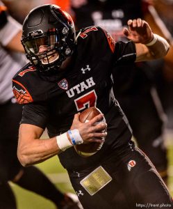 Trent Nelson  |  The Salt Lake Tribune Utah Utes quarterback Travis Wilson (7) is brought down for a loss as the University of Utah hosts Oregon State, NCAA football at Rice-Eccles Stadium in Salt Lake City, Saturday October 31, 2015.