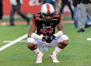Trent Nelson  |  The Salt Lake Tribune Utah Utes wide receiver Kenric Young (24) reacts to the loss as the University of Utah falls to UCLA 17-9, NCAA football at Rice-Eccles Stadium in Salt Lake City, Saturday November 21, 2015.