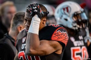 Trent Nelson  |  The Salt Lake Tribune
Utah Utes defensive back Marcus Williams (20) reacts to the loss as the University of Utah falls to UCLA 17-9, NCAA football at Rice-Eccles Stadium in Salt Lake City, Saturday November 21, 2015.