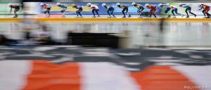 Trent Nelson  |  The Salt Lake Tribune Skaters in the women's mass start, speed skating at the ISU World Cup, at the Utah Olympic Oval in Kearns, Sunday November 22, 2015.