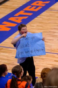 Trent Nelson  |  The Salt Lake Tribune Makenzie Ray Jessop leads Water Canyon School basketball fans in a cheer during their game against Escalante, in Hildale, Wednesday December 2, 2015.
