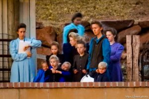 Trent Nelson  |  The Salt Lake Tribune People look on as a fire burns at the clinic in Hildale, Wednesday December 2, 2015.