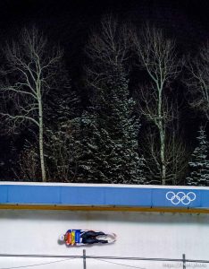 Trent Nelson  |  The Salt Lake Tribune Chris Mazdzer (USA), competes in the Viessmann Luge World Cup at the Utah Olympic Park, Saturday December 12, 2015.